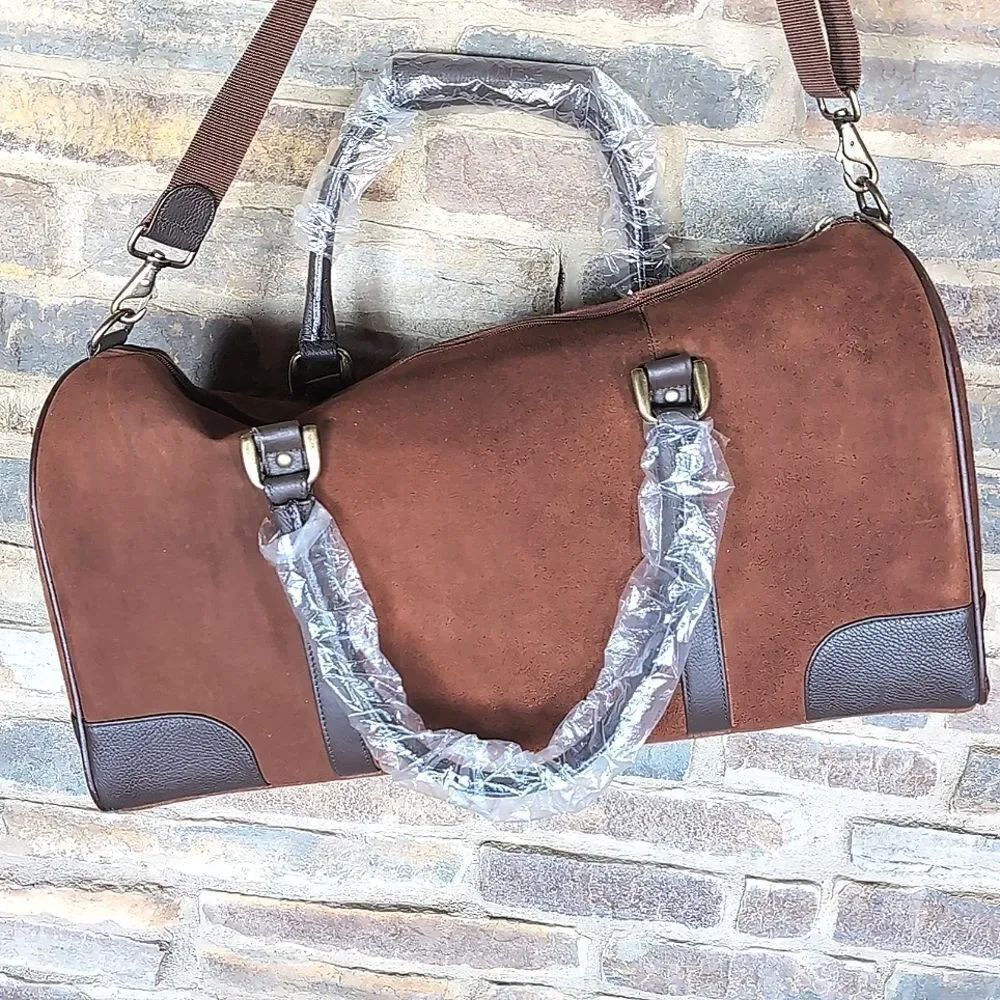 Marlboro Guts- Grit Gear RARE Leather Brown Suede Large Duffel/Travel Bag